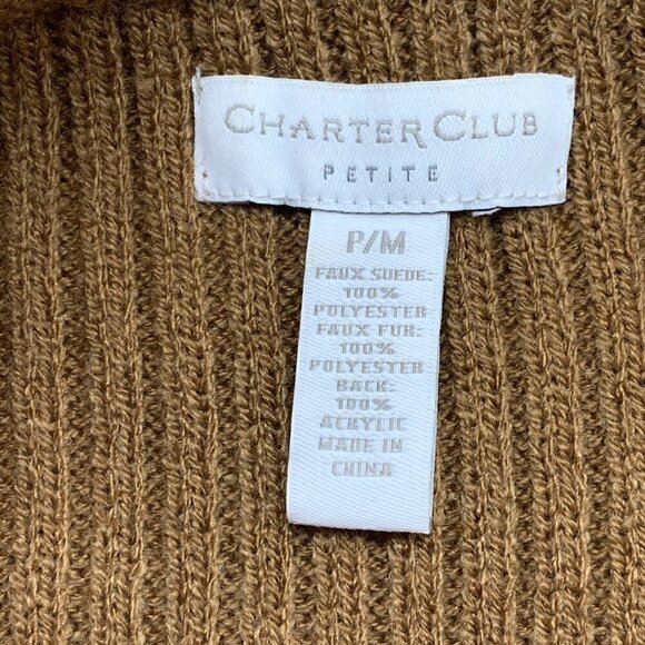 Charter Club Brown Faux Suede & Fur Vest - Picture 4 of 6